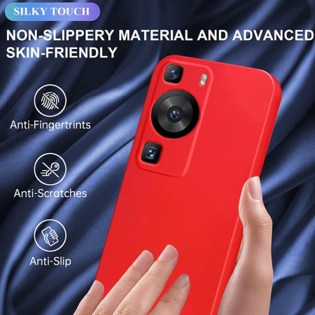 Husa de Protectie, Flippy, pentru Huawei P60 Pro, Liquid Silicon, cu Microfibra pe Interior, Protectie Antisoc, Compatibil Incarcare Wireless, Rosu