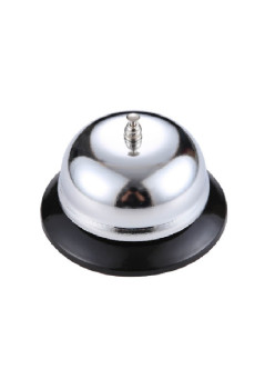 Clopotel sonerie metalica Flippy, pentru receptie hoteluri, baruri, restaurante, material metal si plastic, 6 x 10 cm, argintiu