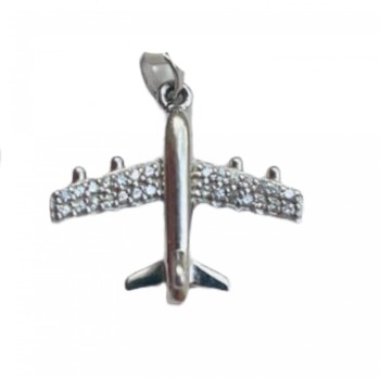 Pandantiv, Jolie Silver, Argint 925, Model Avion Cu Zirconii, 1.7 G, 2x2 Cm