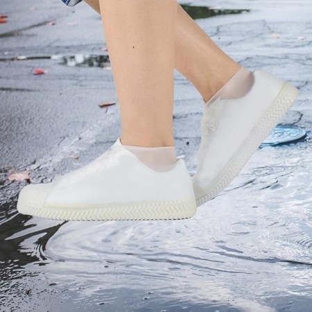 Husa Incaltaminte, Flippy, Impermeabila, Antiderapanta, din Latex, 13 x 13 x 2 cm, Marime L 41-47 cm, Alb