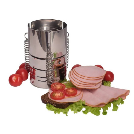 Presa din inox Flippy, pentru preparat sunca presata, cu capac, dimensiune reglabila in 3 trepte, 15 x 15 x 18 cm, argintiu