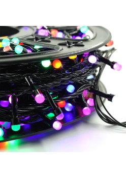 Instalatie de Craciun Liniara, 8 Jocuri de Lumini, Protectie anti-inghet, Fir Cupru, Controler, 50 m, 1 m Prelungitor 220V, 498 LED, Fir Negru, Multicolor