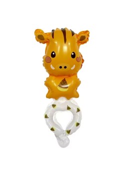 Balon din Folie Metalizata, Flippy, Figurine Animalute, Tip Bratara, Model Mistret, Ambalaj Individual, Pai Inclus, Umflare cu Aer sau Heliu, Portocaliu
