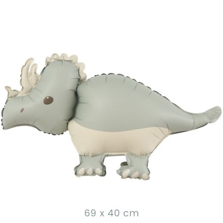 Balon din Folie Metalizata, Flippy, Figurina Animata, Model Dinozaur, 69 x 40 cm, Ambalaj Individual, Pai Inclus, Umflare cu Aer sau Heliu, Gri