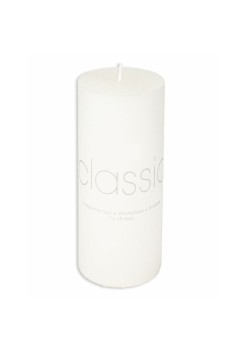 Lumanare Decorativa, Flippy, din Parafina, Cilindrica, Fara Fum si Fara Parfum, 7 x 15 cm, 500 g, Ardere 72h, Ivory Alb