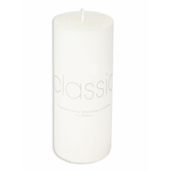 Lumanare Decorativa, Flippy, din Parafina, Cilindrica, Fara Fum si Fara Parfum, 7 x 15 cm, 500 g, Ardere 72h, Ivory Alb