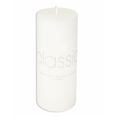 Lumanare Decorativa, Flippy, din Parafina, Cilindrica, Fara Fum si Fara Parfum, 7 x 15 cm, 500 g, Ardere 72h, Ivory Alb