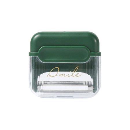 Decojitor/Curatator manual de legume si fructe, Flippy, portabil, cu magnet, doua lame, Inox, Verde, 6.7x6x1.6 cm