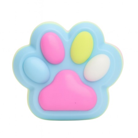 Jucarie Antistres Squishy, Flippy, cu Revenire Lenta, Labuta de Pisica Pufoasa, 8.5 x 7.5 cm, Ambalaj Transparent, Albastru Multicolor