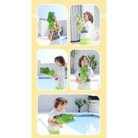Set 2x Pistol cu Apa Copii/Adulti, 6ani+, Rezervor, Tiranozaur,  Roz/Verde, 660 ML
