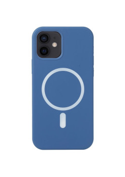 Husa MagSafe liquid large hole magnetic shell pentru Apple iPhone 11, Full Cover, Liquid Silicone, Magnetica, Incarcare Wireless, Flippy, Albastru deschis