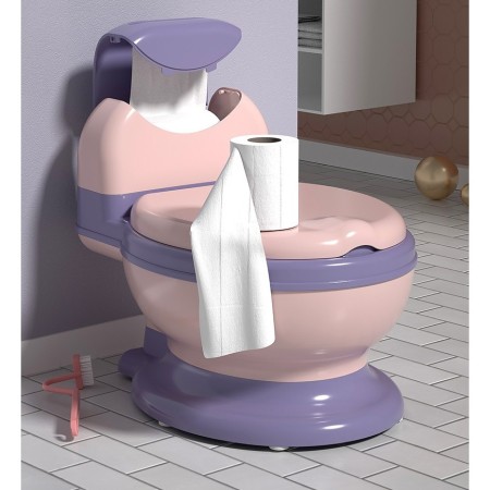Olita Copii Tip WC, 1-8 Ani, Colac Moale PVC, Cutie Depozitare, Compartiment Detasabil, Antialunecare, Roz-Mov, 34x32x19 cm