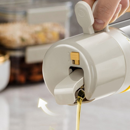 Dispenser pentru Ulei, Flippy, prin Curgere si Pulverizare, Deschidere si Inchidere Automata a Rezervorul, 550mL, 11.4x7.8x22.8cm, Gri