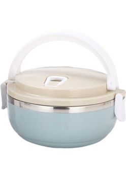 Caserola pentru alimente Flippy, lunch box, 700 ml, otel inoxidabil, maner, valva aerisire, inchidere etansa, 15 x 8.5 cm, albastru