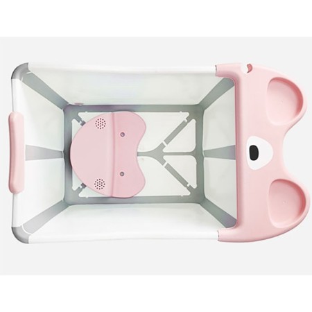 Cada Pliabila pentru Baie, Flippy, din PP+TPE, pentru Copii +6 Luni, Model Ursulet, Scaun de Interior, Detasabil, 82 x 50 x 54 cm, Roz