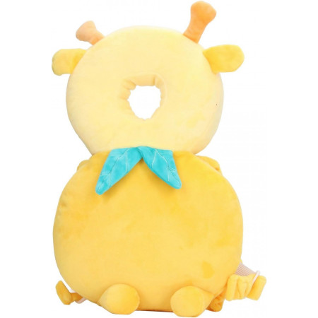 Rucsac cu Pernă de Protecție pentru Cap, Design Girafă, Suport Ergonomic pentru Bebeluși, 33x6x19 cm, 180 g, Galben