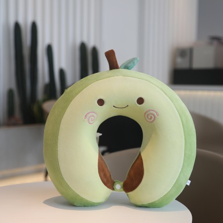 Pernă TravelAvocado, Suport Ergonomic pentru Gât și Cap, Spumă cu Memorie, 30x30 cm, Sistem de Prindere cu Capse, Verde