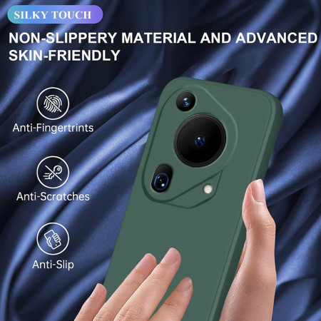 Husa de Protectie, Flippy, pentru Huawei Pura 70 Pro, Liquid Silicone, cu Microfibra pe Interior, Protectie Antisoc, Compatibil Incarcare Wireless, Verde