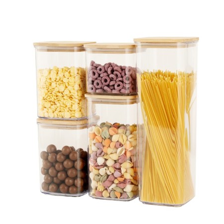 Set 5 Cutii depozitare pentru bucatarie, Flippy, 1x0.5 L, 2x0.8 L, 1x1.2 L, 1x1.9 L