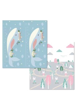 Covoraș de Joaca, Termic Model Model Balene si Iepurasi, cu Spuma, Impermeabil, Antiderapant, cu 2 Fete, 1.8mx2mx1.5cm, pentru Fete si Baieti 