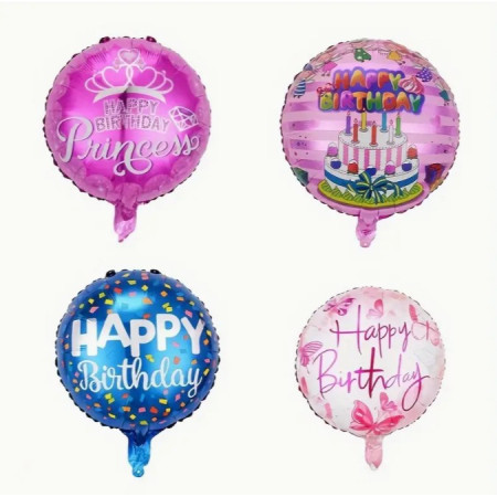 Balon din Folie Metalizata, Flippy, Figurine, Model 1, Happy Birthday, Tematica Aniversare, 45 cm, Ambalaj Individual, Pai Inclus, Umflare cu Aer sau Heliu, Multicolor