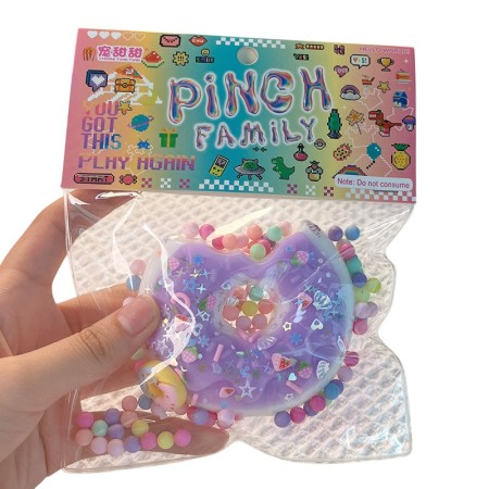 Jucarie Antistres Squishy, Flippy, cu Revenire Lenta, Model Gogoasa, 6x6 cm, 99g, Ambalaj Transparent, Mov