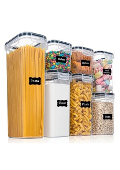 Set 7 cutii de depozitare alimente, condimente, diferite dimensiuni, Flippy, Transparente