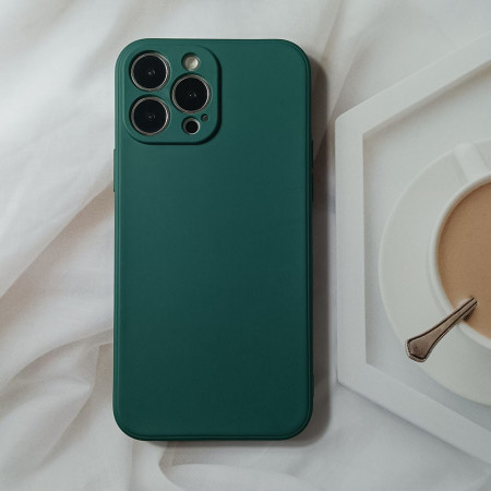 Husa pentru Apple iPhone 14 Plus Flippy, Liquid Silicone, cu Microfibra pe interior, Protectie Antisoc, Dark Green, Verde inchis