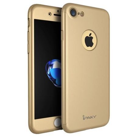 Husa Apple iPhone 8 IPAKY Full Cover 360 Auriu + Folie Cadou