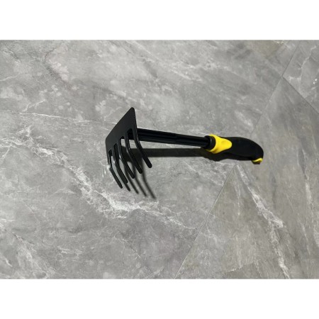 Set 4 Unelte Grădină Plantare și Îngrijire, PVC + Oțel Carbon, Greblă, Săpăligă Dublă, Lopată Mica, Lopată Lată, 43 x 11 cm, Negru/Galben