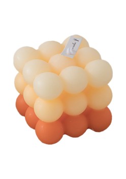 Lumanare Parfumata, Flippy, din Ceara De Soia, Model Cub, Gradient in 3 Culori Pale, 6x6x6 cm, Aroma de Portocale, Orange