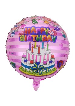 Balon din Folie Metalizata, Flippy, Figurine, Model 1, Happy Birthday, Tematica Aniversare, 45 cm, Ambalaj Individual, Pai Inclus, Umflare cu Aer sau Heliu, Multicolor