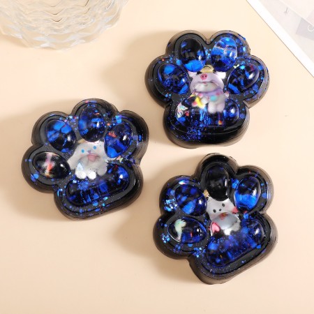 Jucarie Antistres Squishy, Flippy, cu Revenire Lenta, Model Cat Paw, 6.5 x 6 cm, din Tpr, 4-6 Ani, Model 2 Figurine, Negru cu Insertii