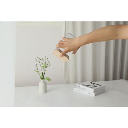 Set 6 cutii depozitare, Flippy, Bamboo lid si PS, 2pc 0.5L, 2pc 0.8L, 2pc 1.2L, 1230g, Transparente, Capac maro