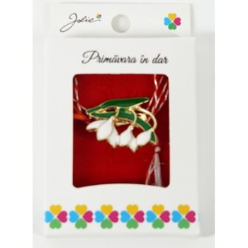 Martisor Brosa Mica in Cutie, Dimensiune Brosa 2.5-3 cm, Material Metal, Model 3 Ghiocei