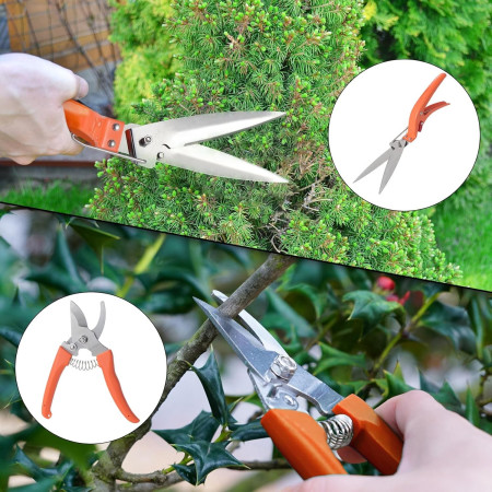 Set 10 Unelte de Grădină din Oțel Inoxidabil, Mânere Portocalii, Cutie Inclusă, 37x28x7 cm – Pentru Plantare, Sol, Îngrijire Plante, Negru