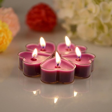 Set 9 Lumanari in Forma de Inima, Flippy, pentru Ziua Indragostitilor, Aroma de Lavanda, Ardere 3.5 h, din Parafina, 4 x 2 cm, Mov