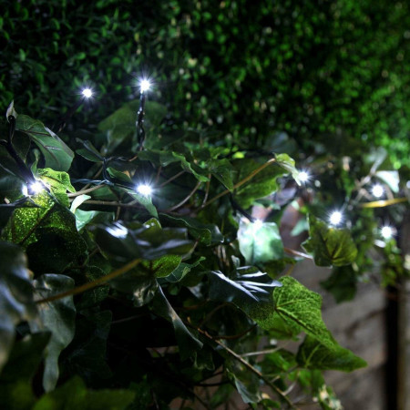 Instalatie de Craciun 8 jocuri de lumini, controler, liniara, 17 m, din care 1 m cablu priza 220V, 200 LED, fir negru, alb rece