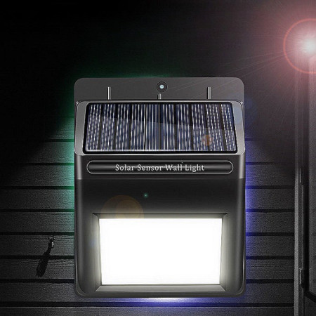 Lampa cu incarcare solara si senzor de miscare pentru exterior, 64 LED cu distanta de inductie, montaj pe perete, fara cabluri, Flippy