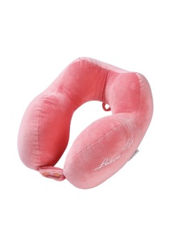 Pernă de Călătorie pentru Gât, Design Ergonomic cu 4 Puncte de Susținere, Bumbac Moale, Ajustabilă, Roz