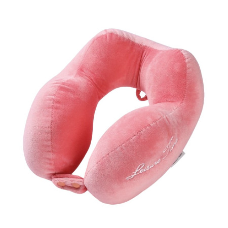 Pernă de Călătorie pentru Gât, Design Ergonomic cu 4 Puncte de Susținere, Bumbac Moale, Ajustabilă, Roz