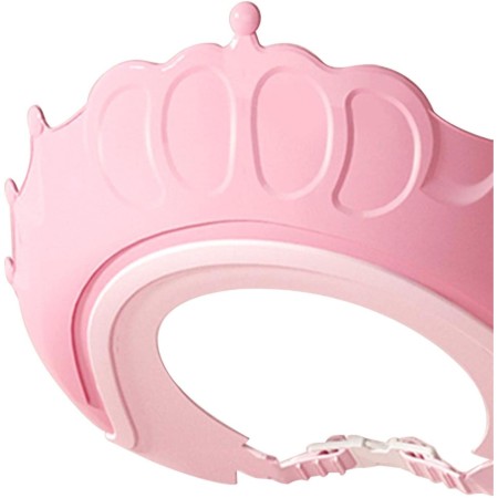 Viziera de Protectie Baie Pentru Copii, Fippy, Model Coronita, Dimensiune ajustabila, Durabil, Usor de curatat, Impotriva Samponului, pentru Ochi si Urechi, TPE+PP, 24x22 cm, Roz