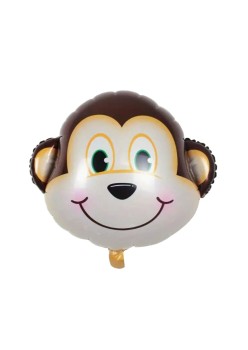 Balon din Folie Metalizata, Flippy, Mini Figurine Animalute, Model Maimutica, Tematica Aniversare, 42x42 cm, Ambalaj Individual, Pai Inclus, Umflare cu Aer sau Heliu, Multicolor