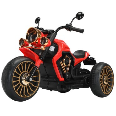 Tricicleta Electrica pentru Copii, Flippy, cu 2 Acumulatoare 380*2, 6V 4.5, Telecomanda, Bluetooth, Sistem Anti-Rasturnare, Sistem de Lumini si Sunet, 6-8 Ani, 93 x 48 x 63 cm, Rosu Negru