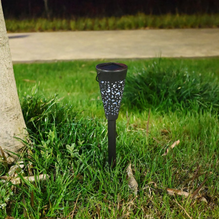Lampă Solară Tip Torță - Iluminare Alb Rece, Efect Flacără, Rezistentă la Intemperii, 41.5 cm