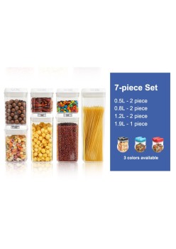 Set 7 cutii de depozitare alimente, condimente, diferite dimensiuni, Flippy, Transparente-albe