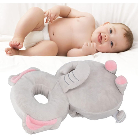 Rucsac cu Pernă de Protecție pentru Cap, Model Elefant din Plus, Suport Moale pentru Bebeluși, 33x6x19 cm, 180 g, Gri