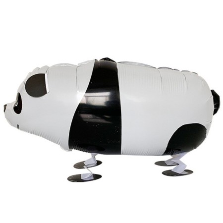 Balon din Folie Metalizata, Flippy, Figurina Animata, Model Panda, 74x42 cm, Ambalaj Individual, Pai Inclus, Umflare cu Aer sau Heliu, Alb-negru