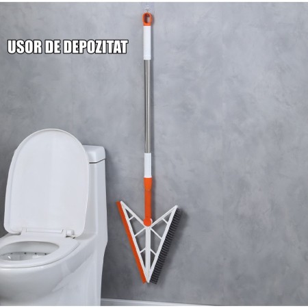 Mop Multifunctional, Flippy, Portocaliu, cu Racleta din Silicon, Maner Telescopic, Curatarea Eficienta a Tuturor Suprafetelor
