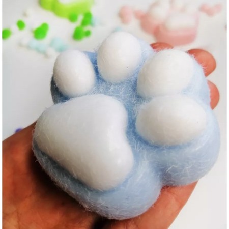 Jucarie Interactiva Squishy, Flippy, Model Cat Paw, Revenire Lenta, din TPR, +3 Ani, 7.5 cm, Textura Puf, Albastru